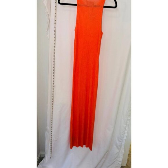 Savage Fenty Bodycon Maxi Dress Womens Medium Orange Knit Sleeveless Round Neck - Picture 15 of 16